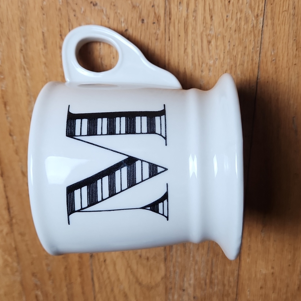 Anthropologie letter 'M' initial monogram mug